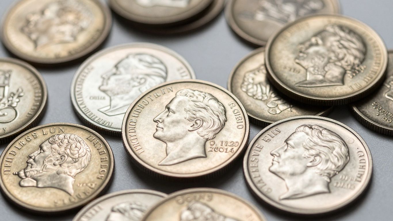 Mint and proof coins side-by-side.