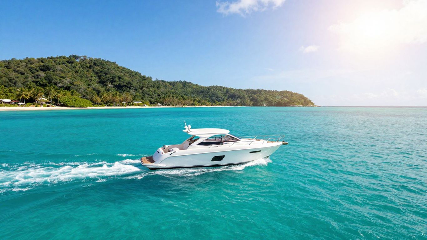 Luxury motor yacht in blue ocean