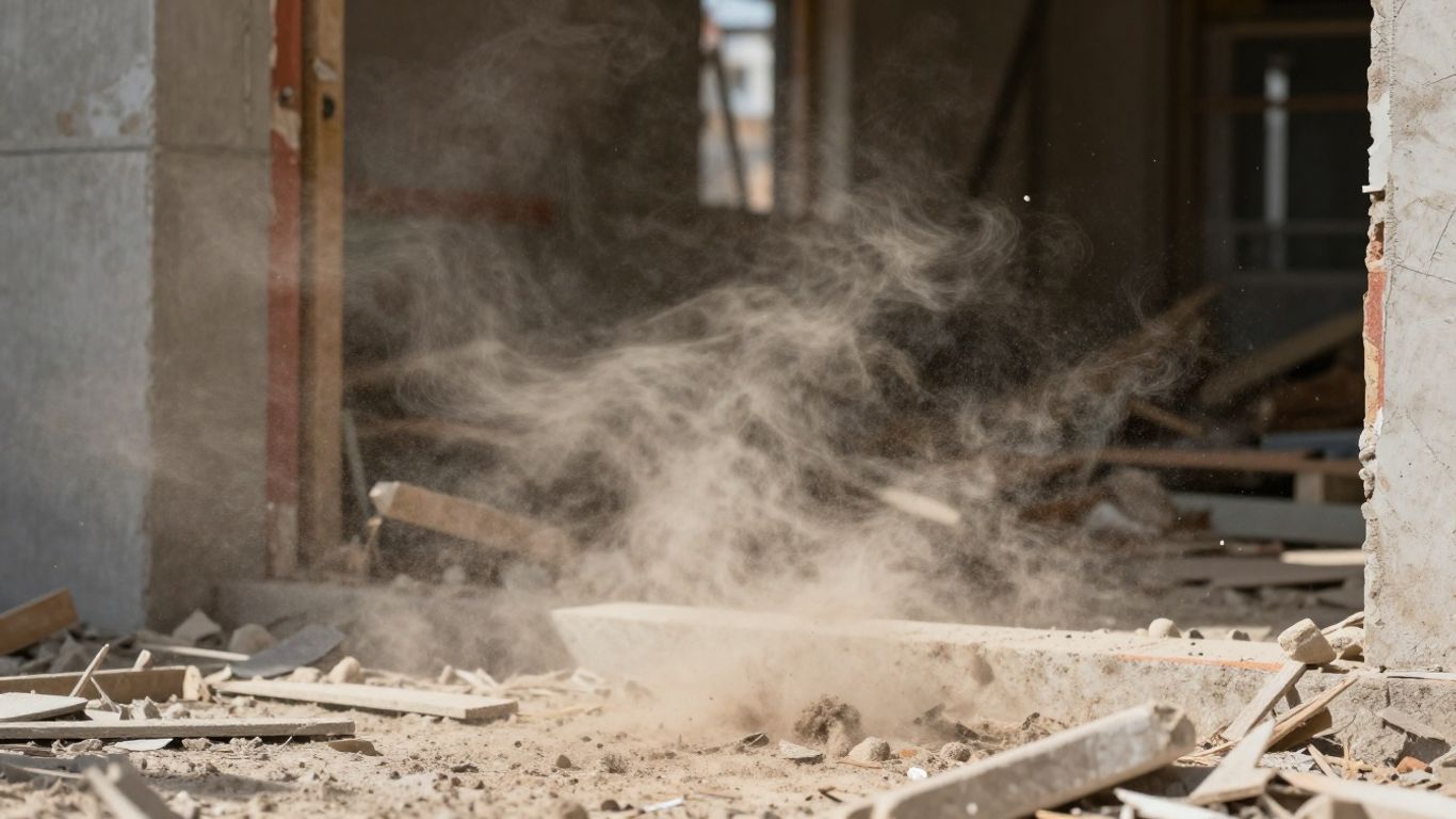 Construction dust covering surfaces after building.