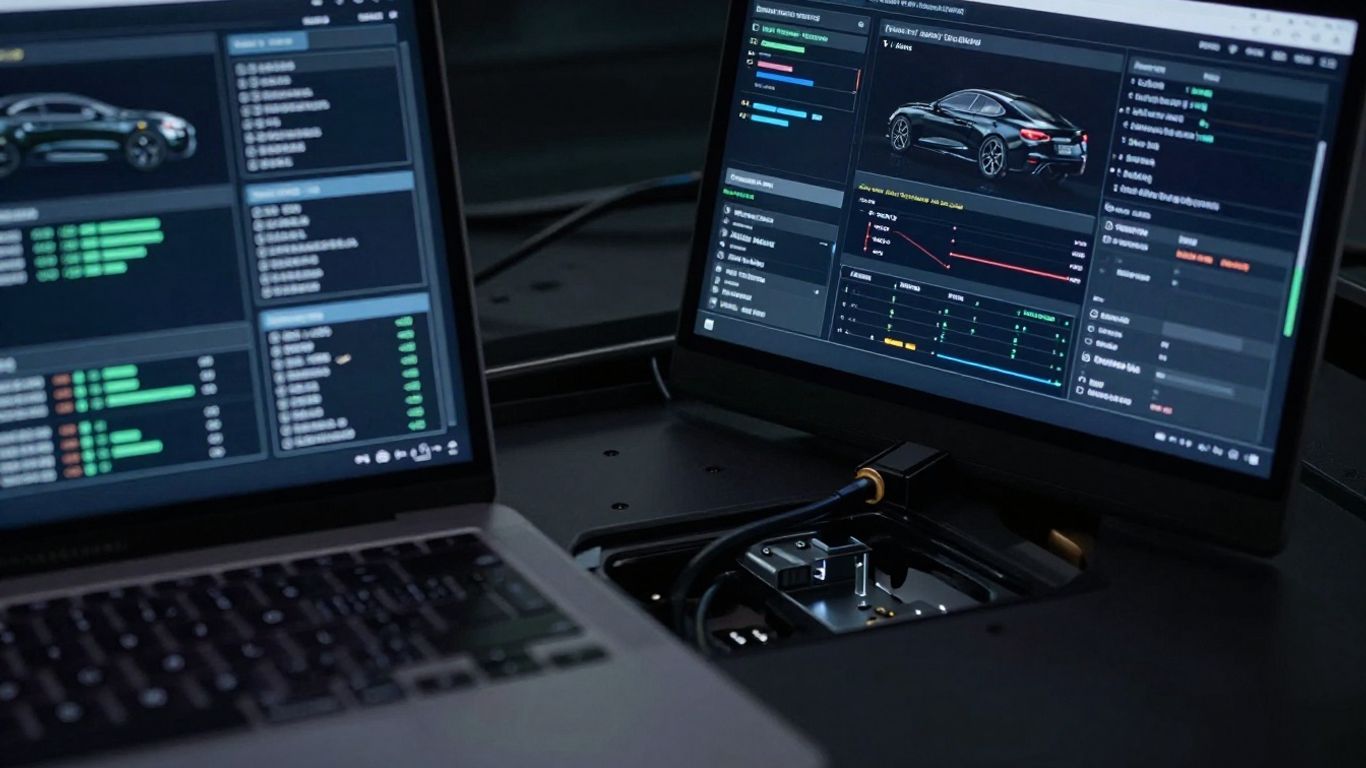 Specialized laptop interface connected to a vehicle