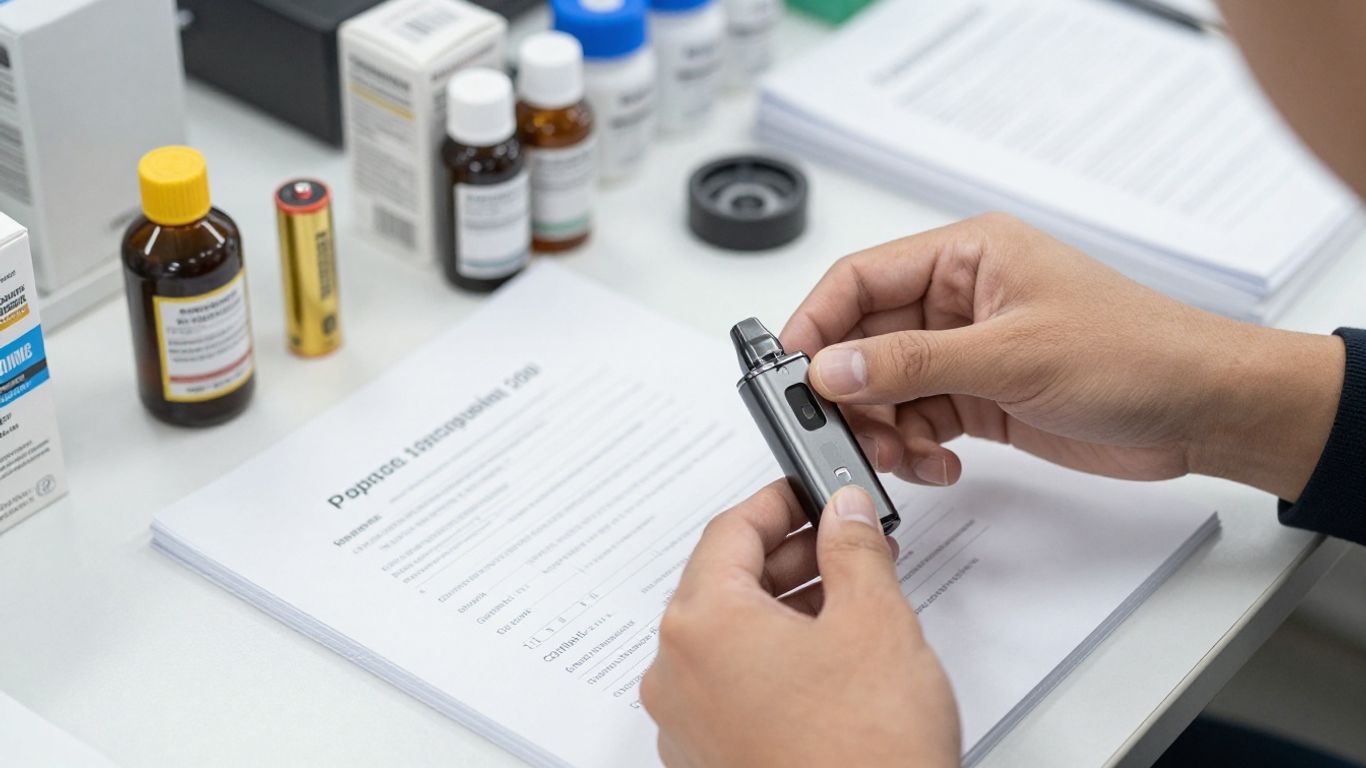 Supplier checking vape product specifications and records