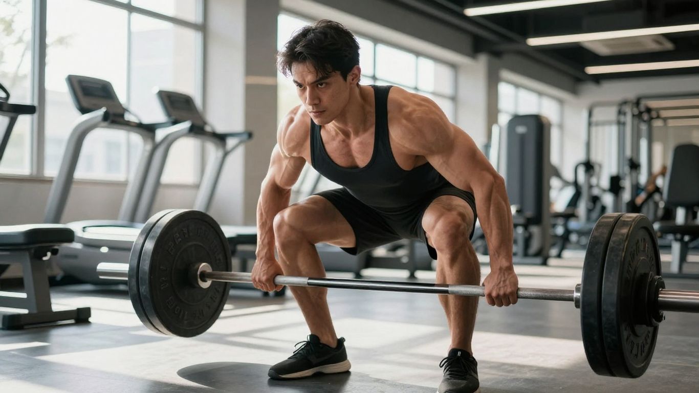 Person lifting weights in a gym.