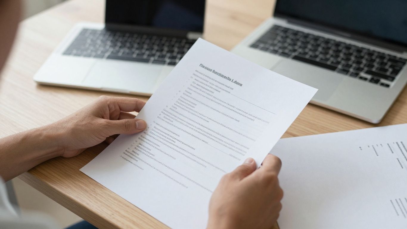 Person reviewing a printed bank statement at home