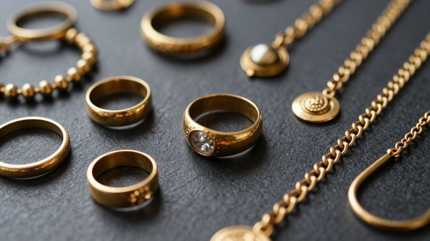 Bijoux anciens en or, bagues, colliers, bracelets.