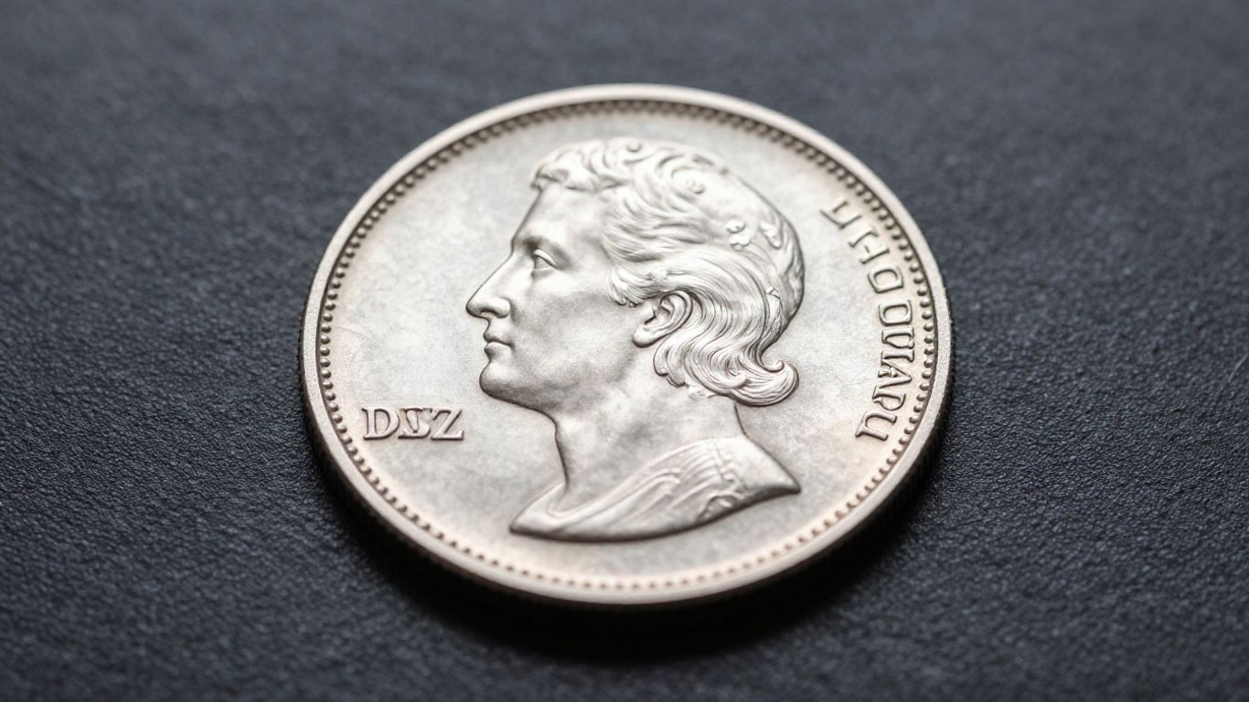 Close-up of a shiny 1 oz silver coin.