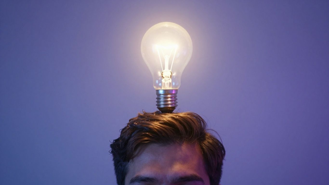 Une ampoule s'allume au-dessus d'une tête humaine.