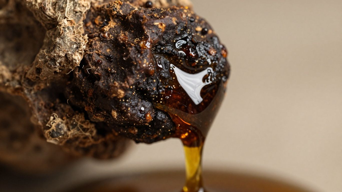 Pure frankincense oil dripping from resin