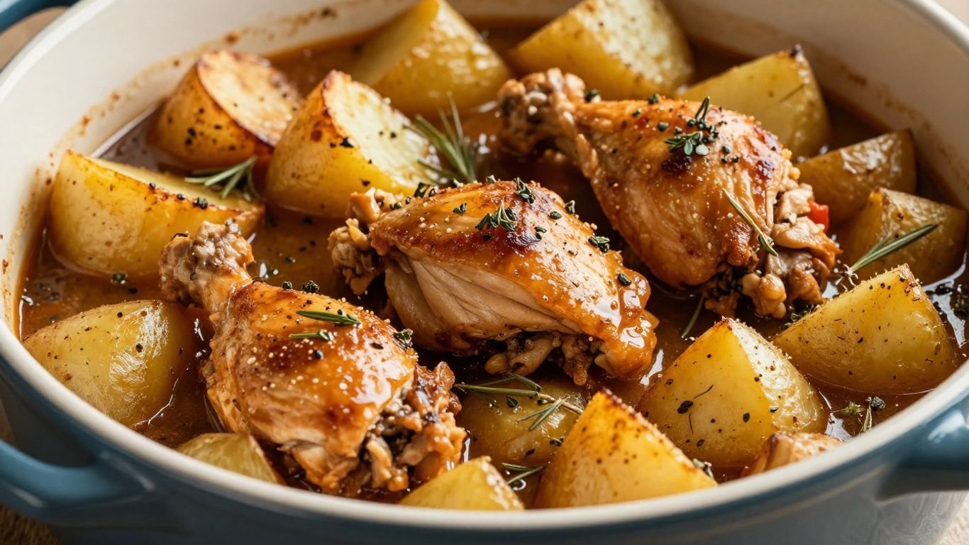 Crock pot chicken and potatoes with herbs.