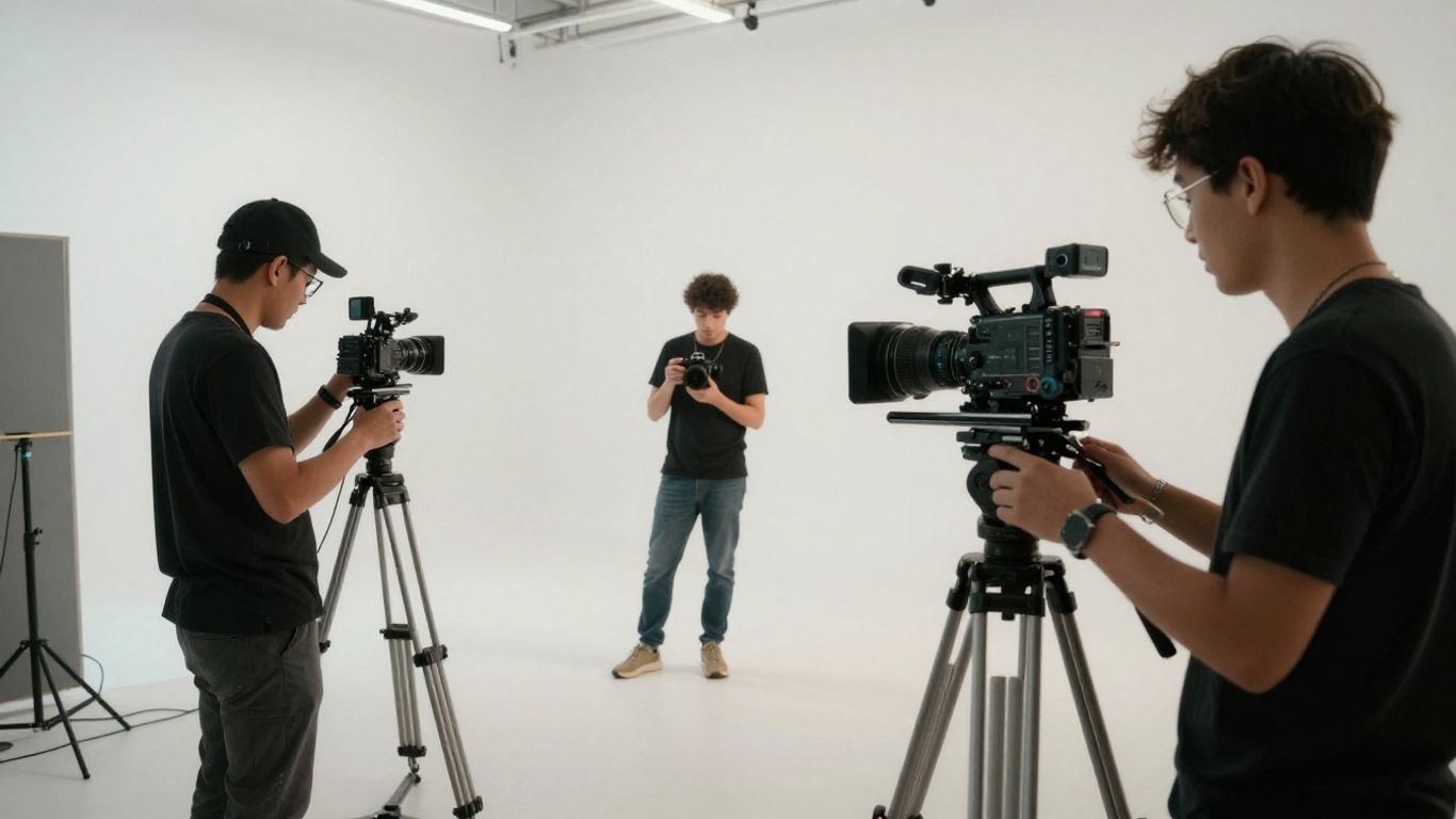Professional production team capturing diverse content