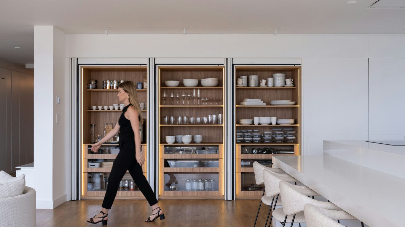 Organised bathroom supplies in acrylic boxes