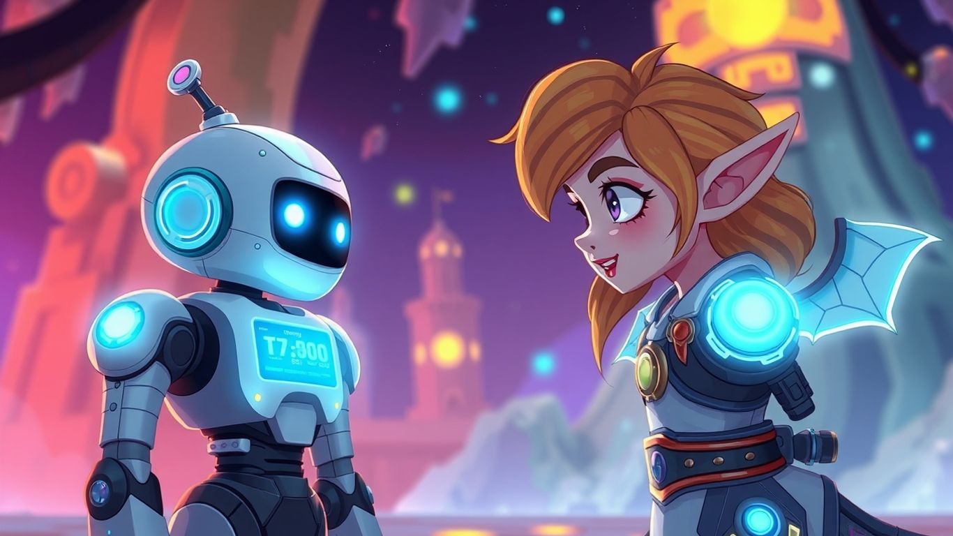 AI characters interacting in a digital world.