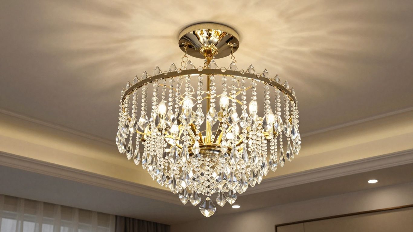 Crystal chandelier flush mount ceiling light