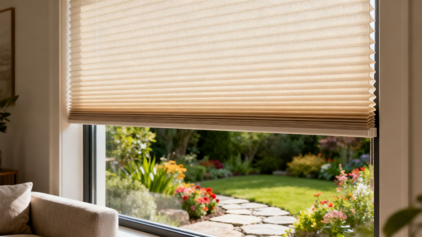 Interior view featuring modern cellular window shades