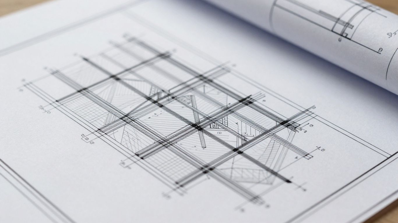 Civil engineering blueprint with structural details