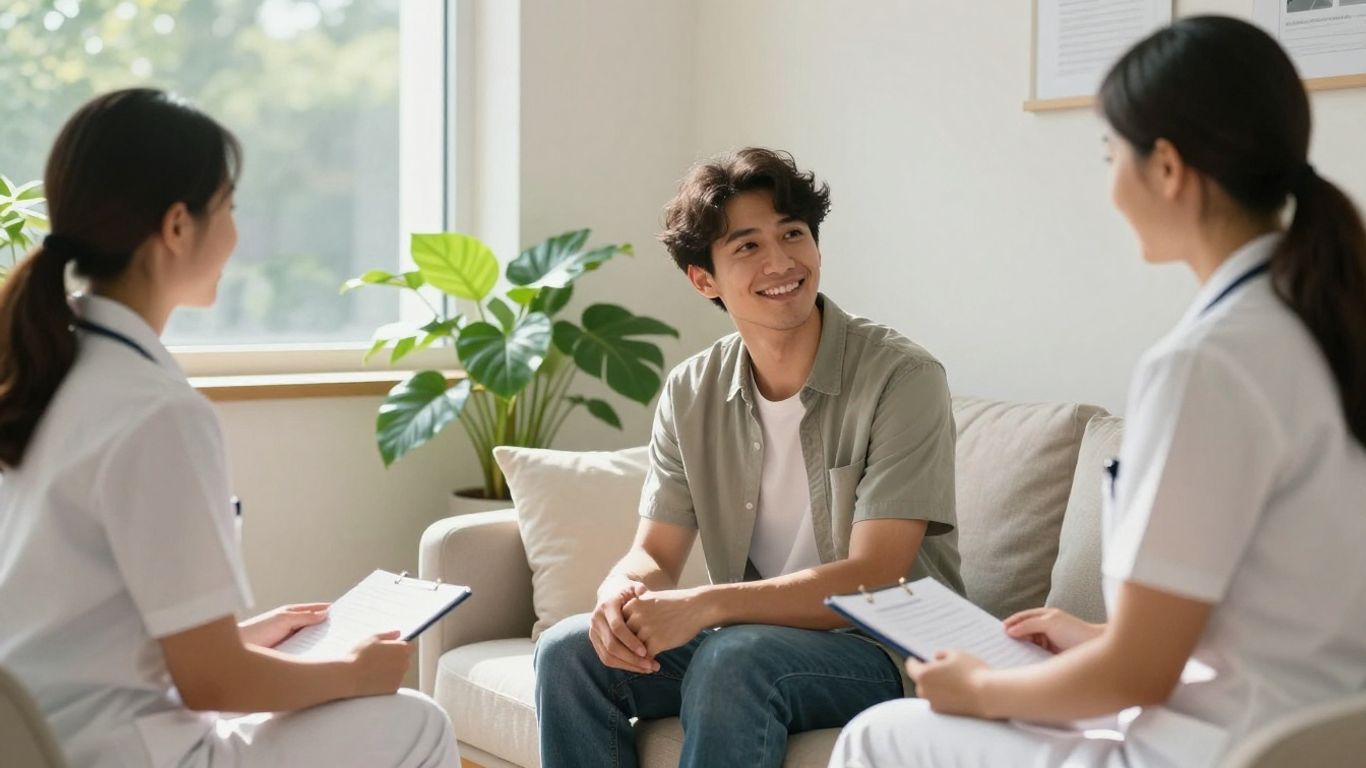 Couple consulting with a fertility specialist in a clinic.