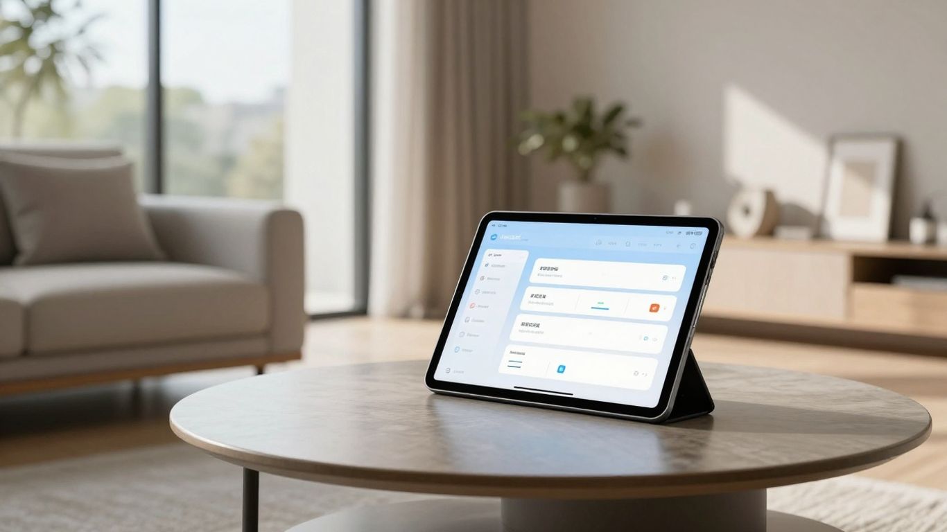 Modern apartment with integrated smart home technology.