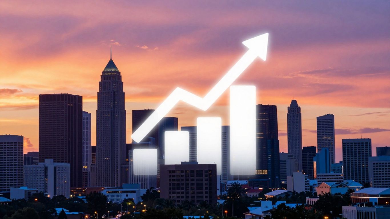 Orlando cityscape with business growth icon