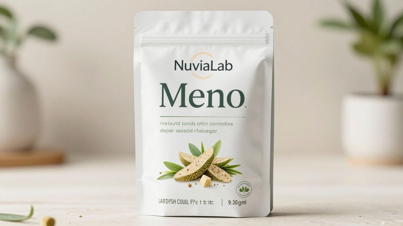 NuviaLab Meno product packaging with natural ingredients.