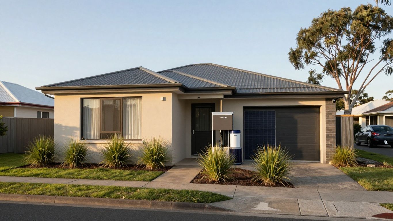 Battery storage beside an Australian suburban home