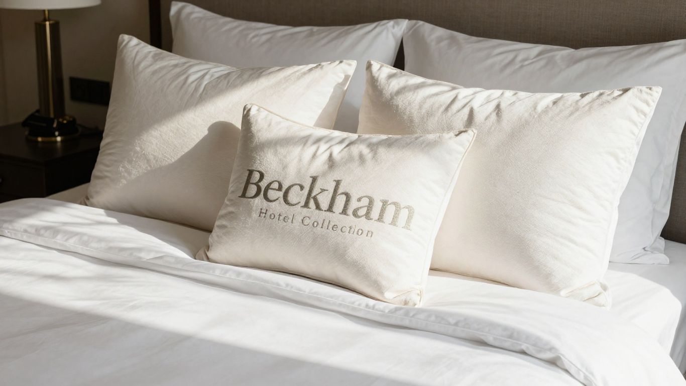 Plush pillows on a neatly made hotel bed.