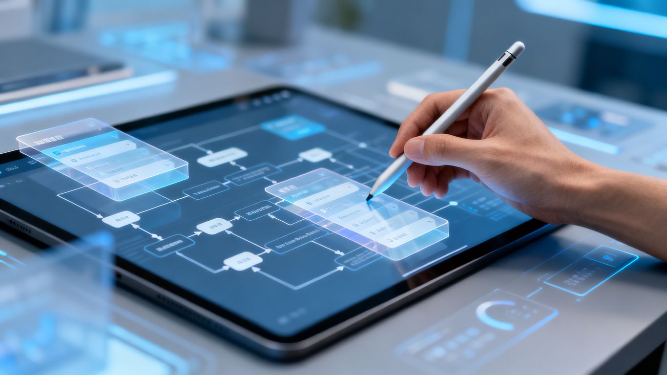 Idea sketches transforming into interactive mockups