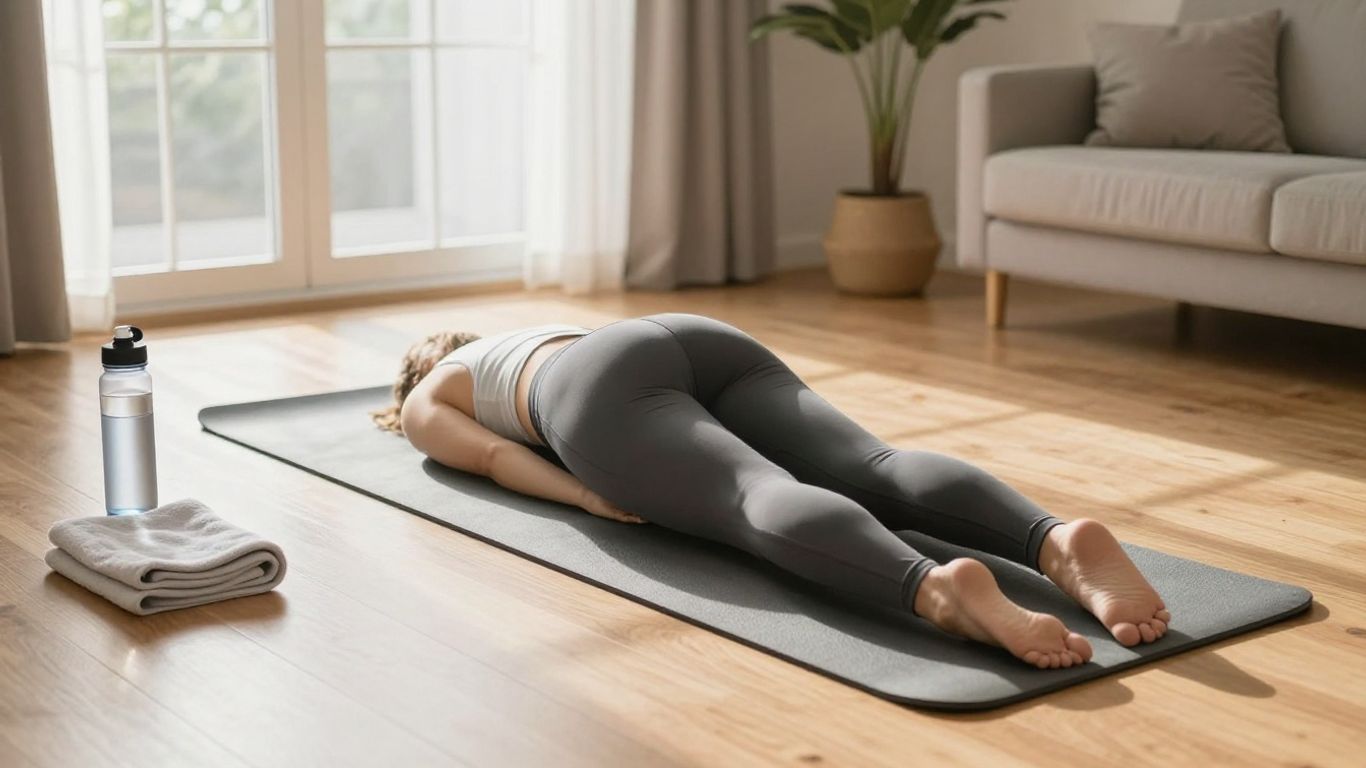 Affordable yoga mat beside simple home practice