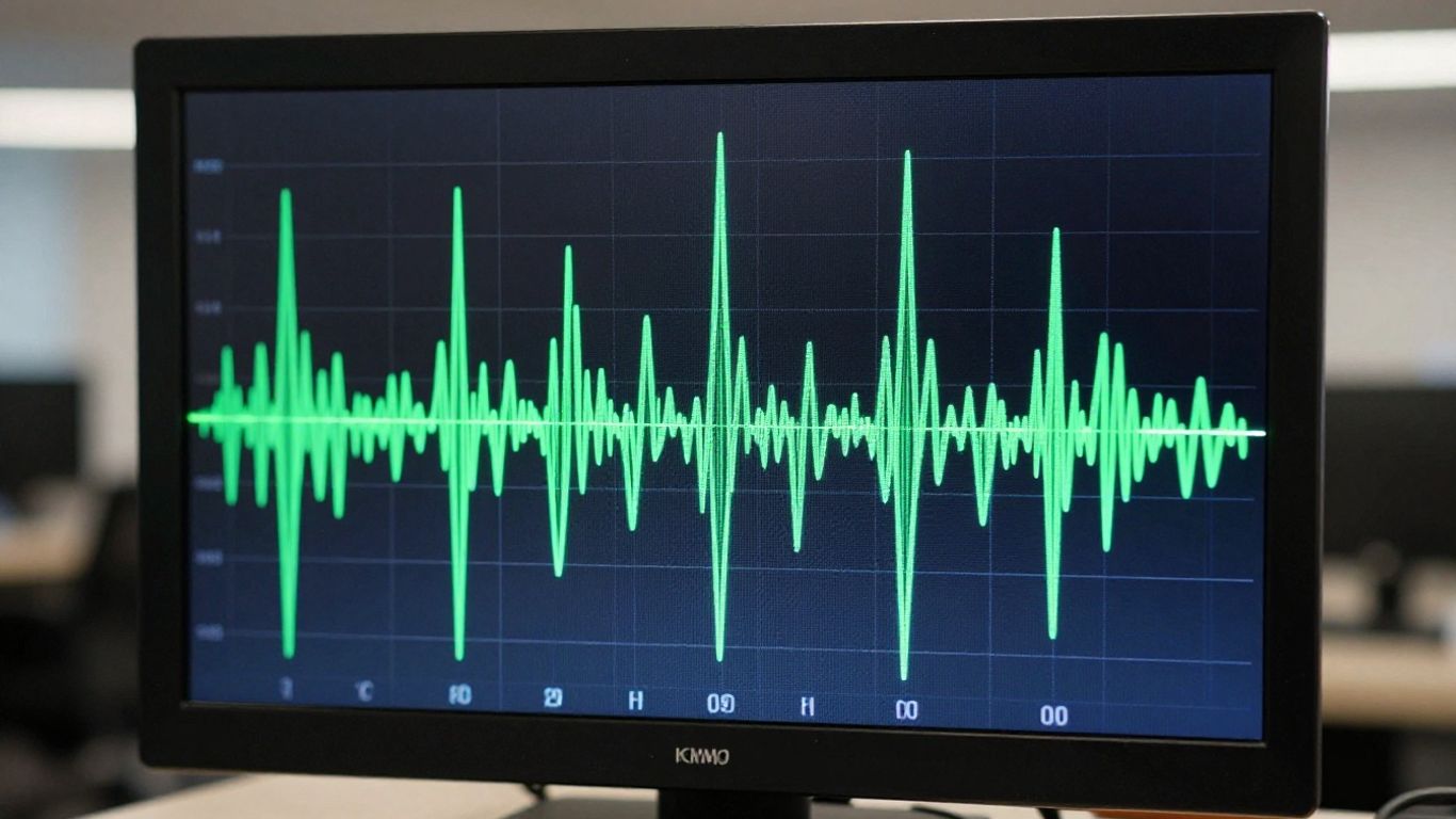 Digital display with fluctuating line graph
