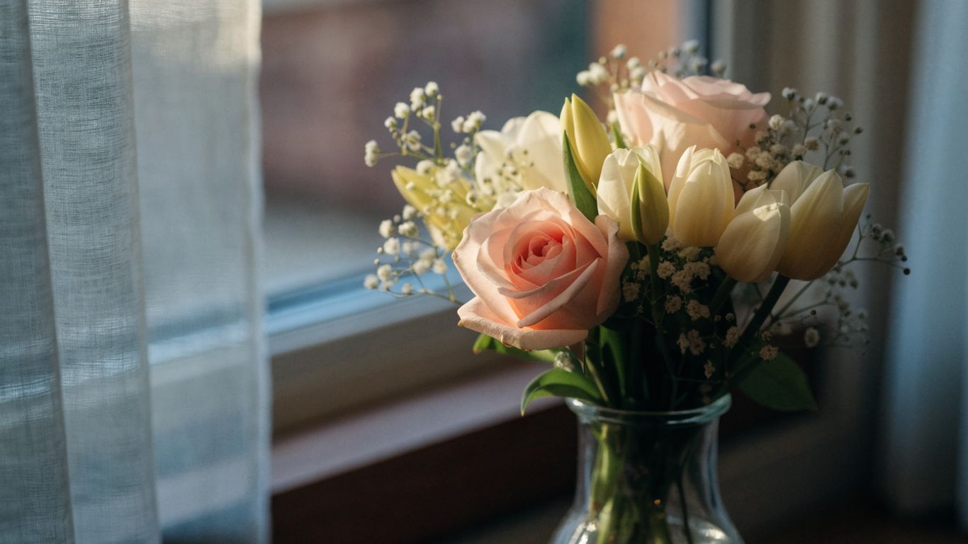 Soft seasonal flowers arranged in a simple bouquet