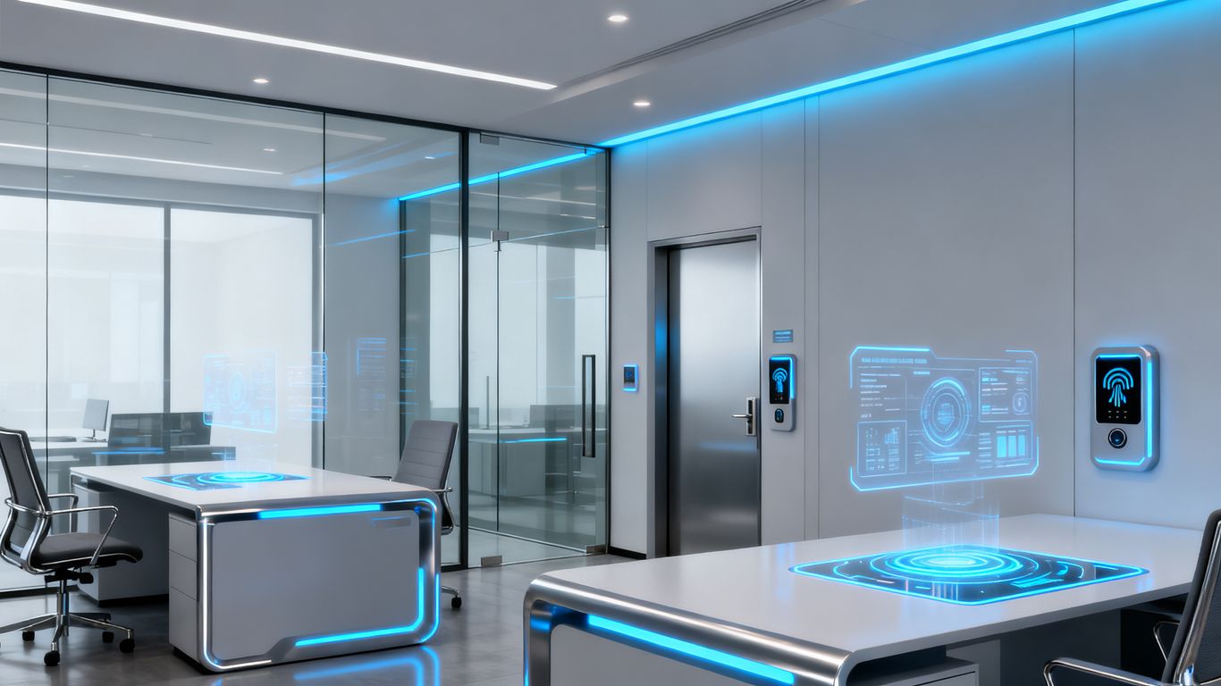Modern office with advanced security technology