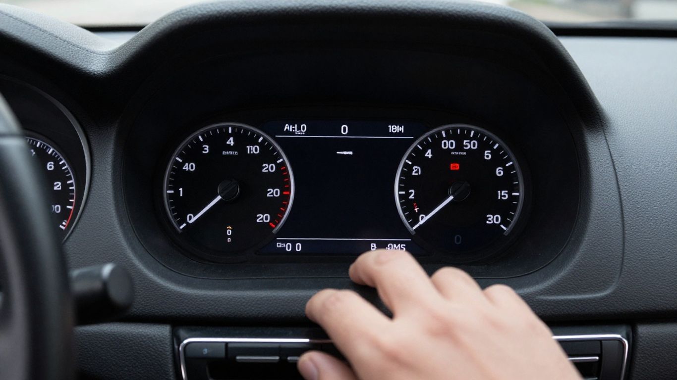 Auto-Tacho mit Kilometerstand und Hand