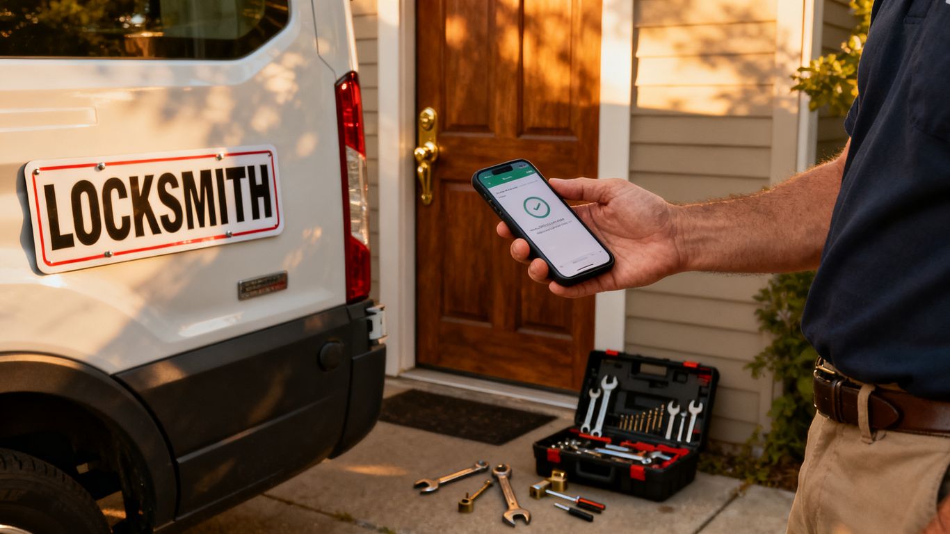 Mobile payment confirmation for locksmith dispatch