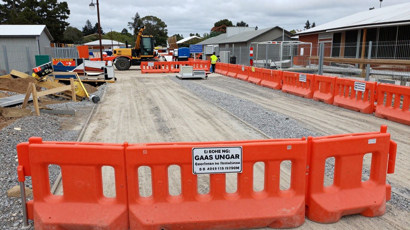 Safety barriers on a construction zone