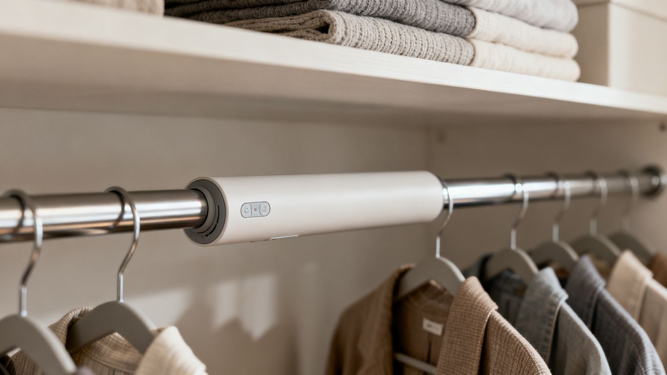 Dehumidifier rod installed in closet