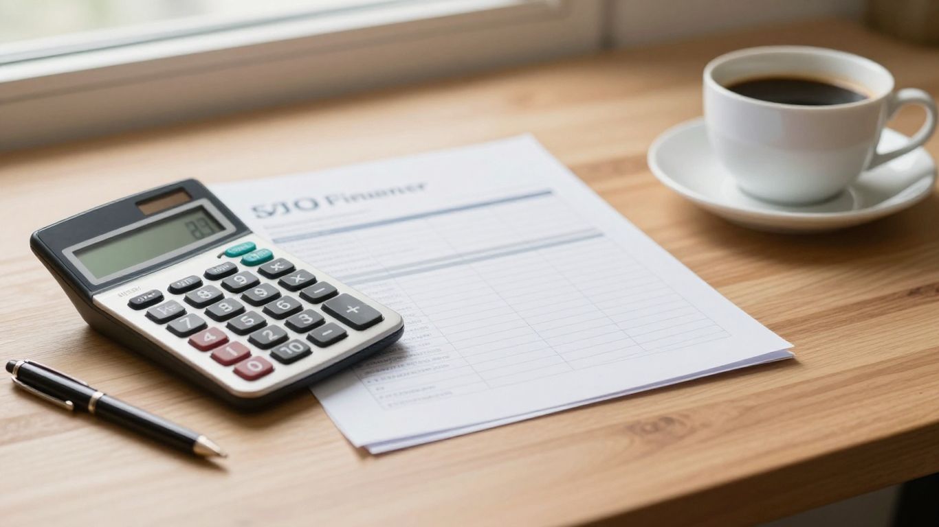 Taschenrechner neben Autoschlüssel und Finanzierungsunterlagen