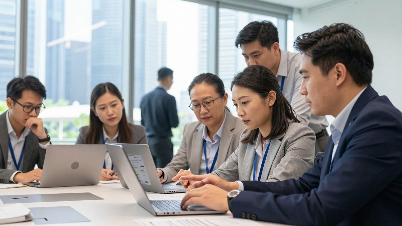 Singapore business team reviewing digital visibility