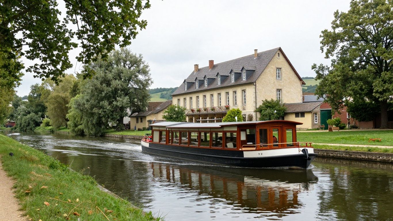 Scenic French countryside along canal