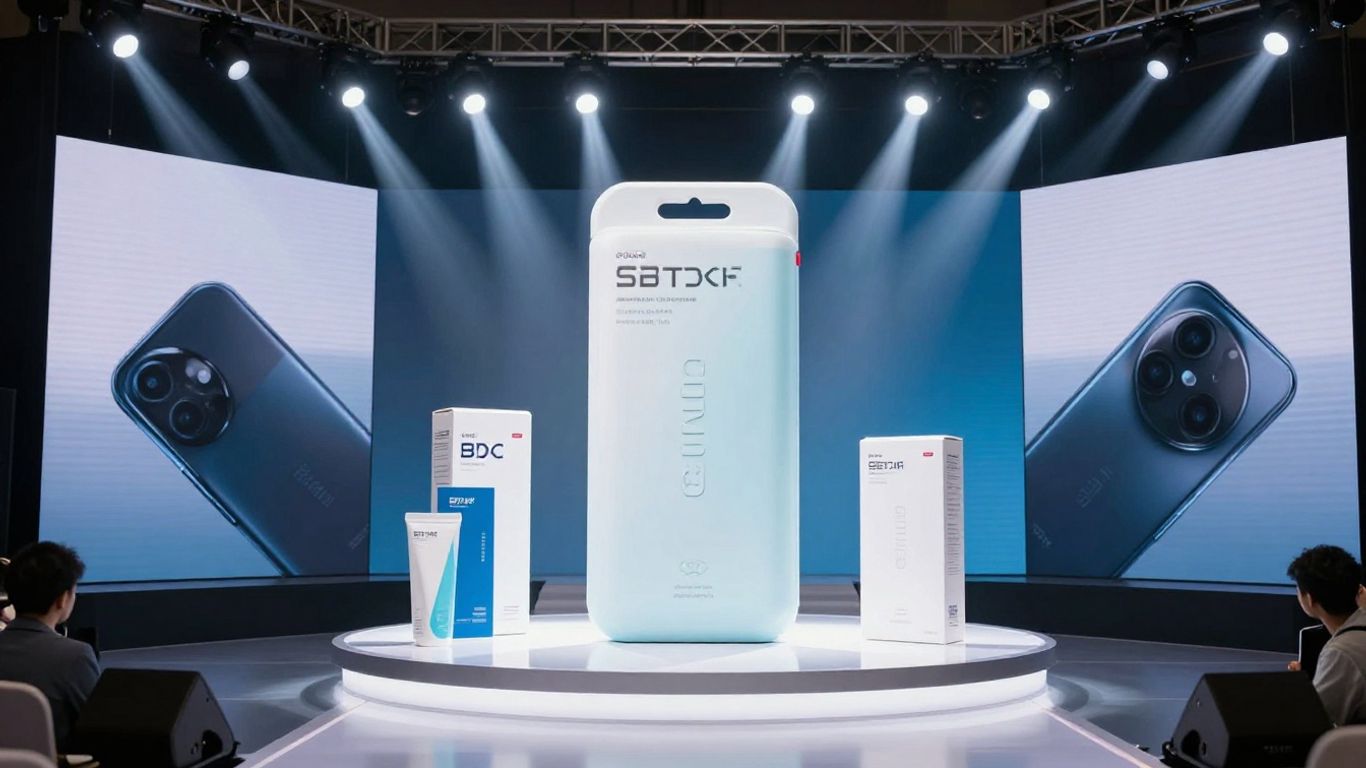 Successful Amazon product launch with sleek packaging and spotlight.