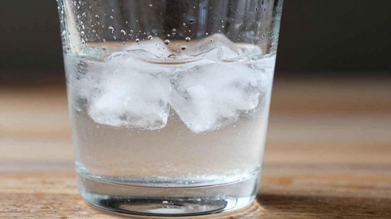 Glass of cold water with ice
