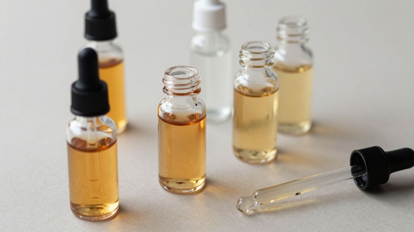 Bottles of liquid SARMs with droppers.