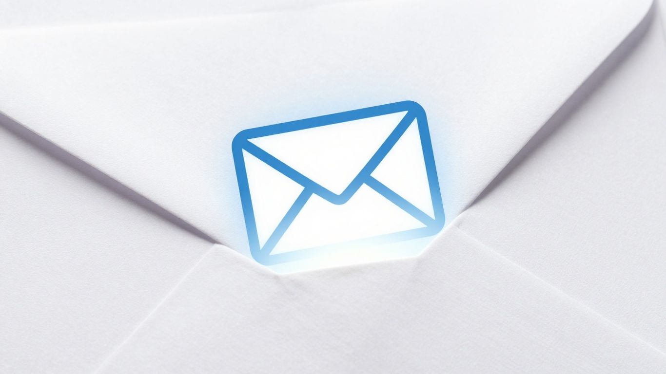 Email icon emerging from an envelope, suggesting successful delivery.
