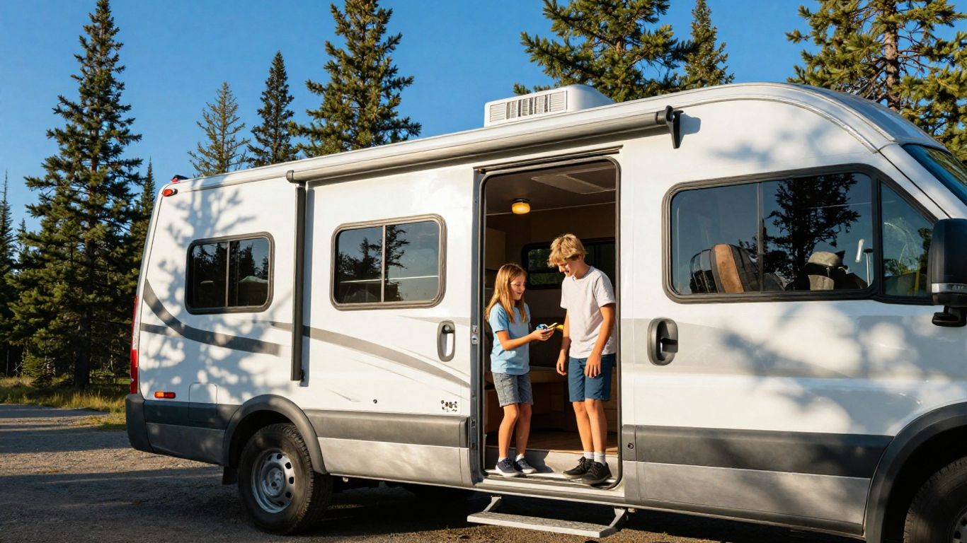 Family loading RV for Canadian trip