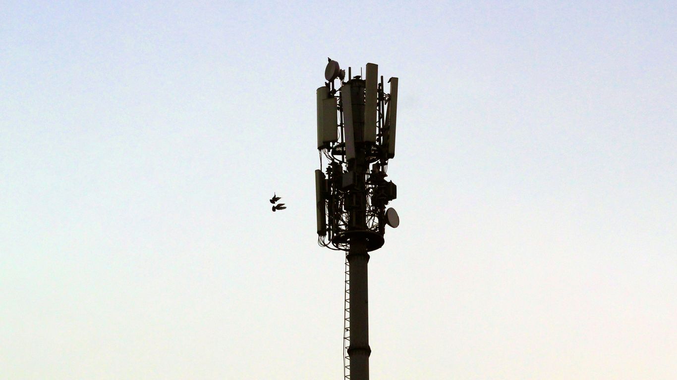 a street light with birds sitting on top of it