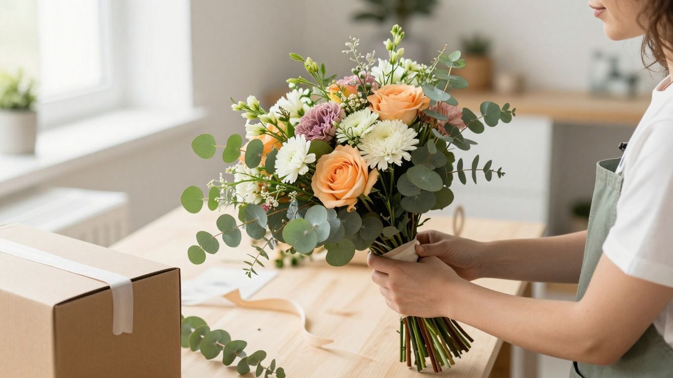 Fresh seasonal bouquet prepared for delivery