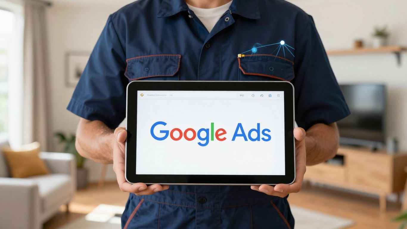 Electrician using Google Ads on a tablet in Australia.