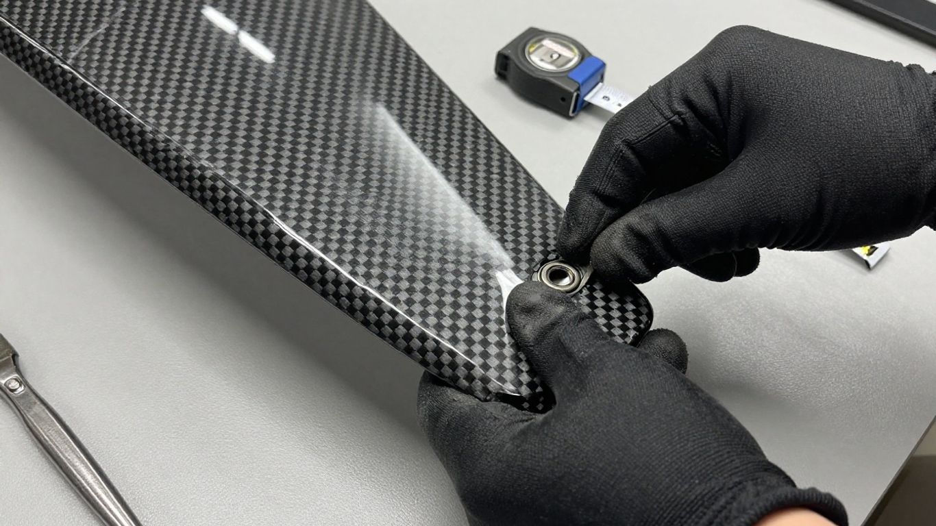 Carbon fiber M4 parts inspected in workshop