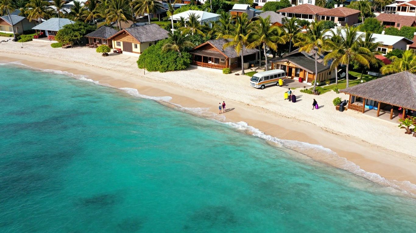 Budget beach resort beside affordable flights