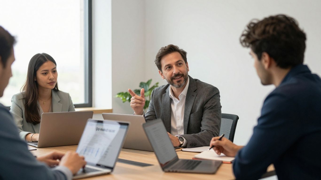 Revenue leader reviewing a team strategy