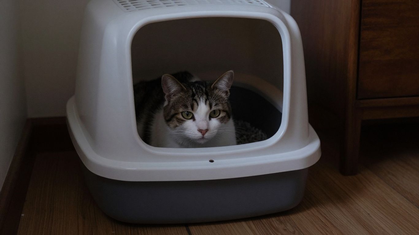 Quiet corner for a cat litter box