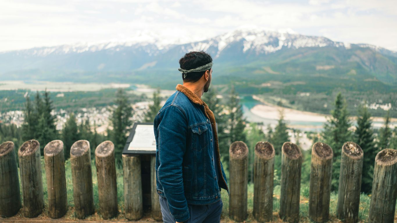 Man appreciates mountain view.