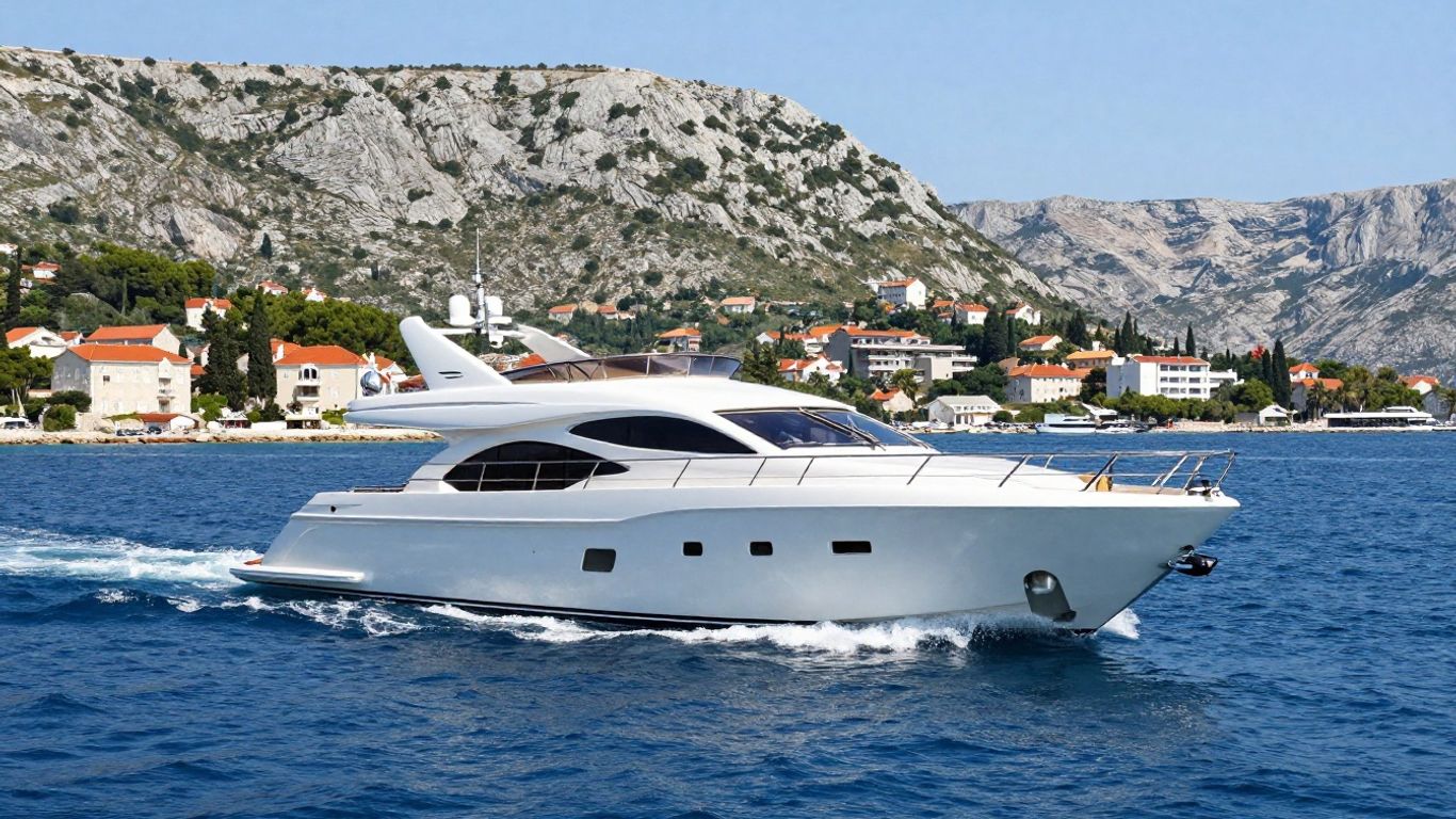 Luxury yacht sailing on the Adriatic Sea near Croatia.